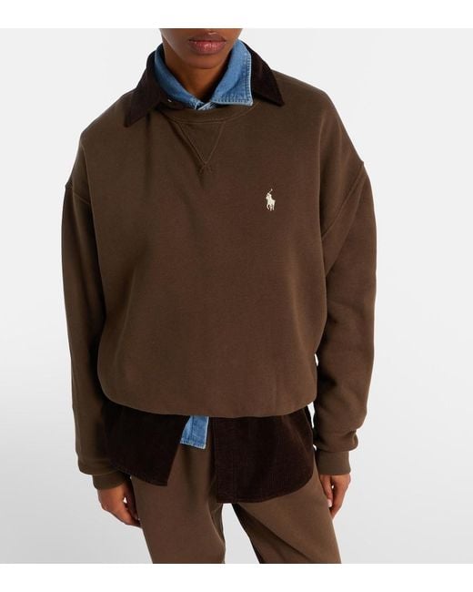 Polo Ralph Lauren Brown Logo Cotton-Blend Jersey Sweatshirt