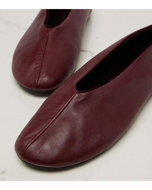 The Row Brown Stella Leather Slip-On Shoes