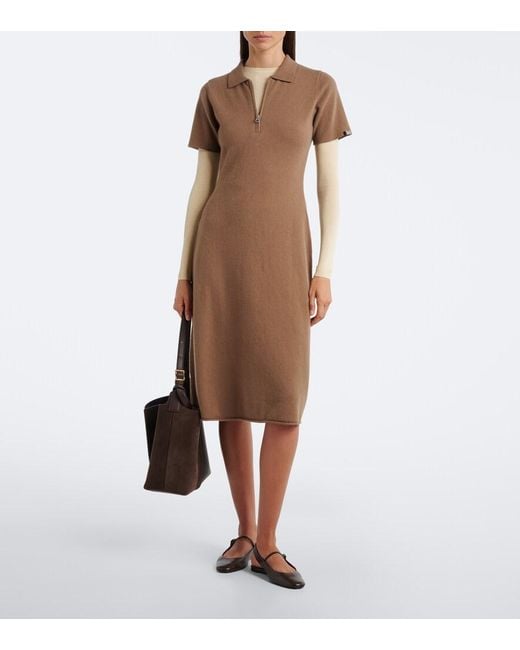 Extreme Cashmere Brown N°497 Georgia Cashmere-Blend Polo Dress