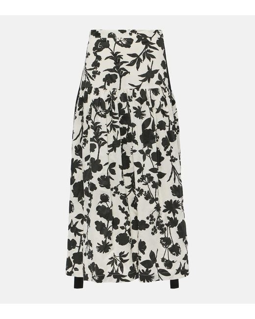 Max Mara White Udente Floral Cotton Maxi Skirt