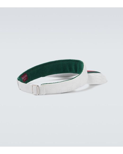 Gucci White Web Stripe Gg Canvas Visor for men