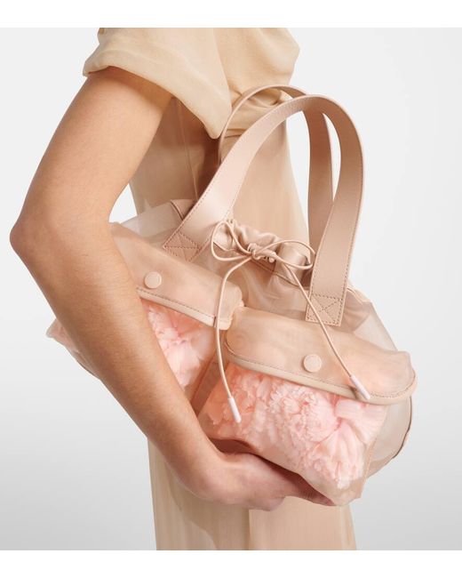 Simone Rocha Pink Tote Bag Carnation Pocket Mit Leder