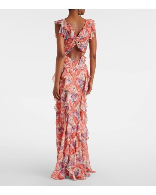 Abito Lungo Con Stampa Paisley di Etro in Red