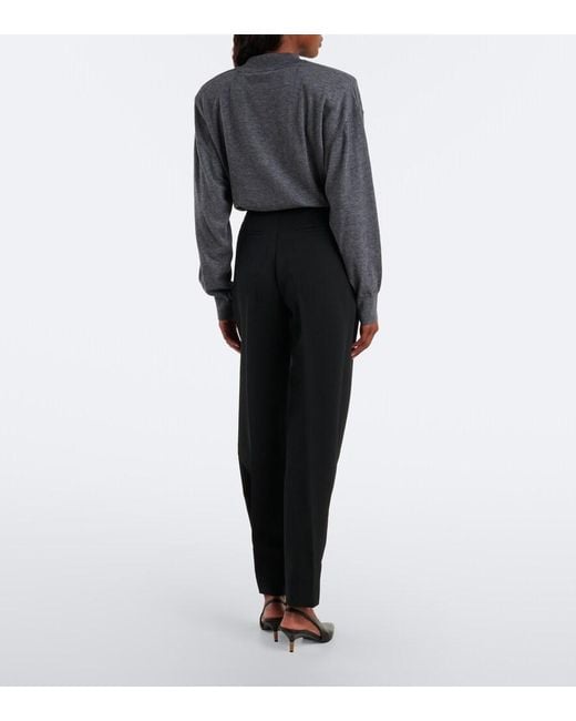 Frankie Shop Black Doyer Pleated Wide-Leg Pants
