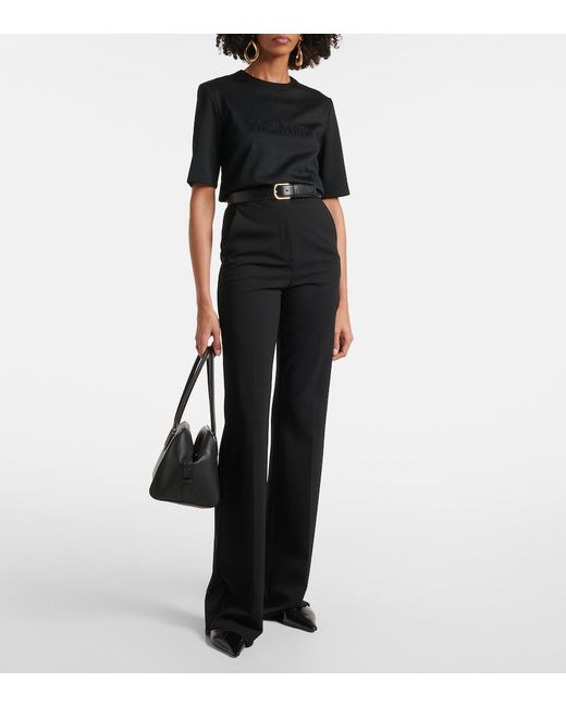 Max Mara Black Peter Embroidered Wool T-Shirt