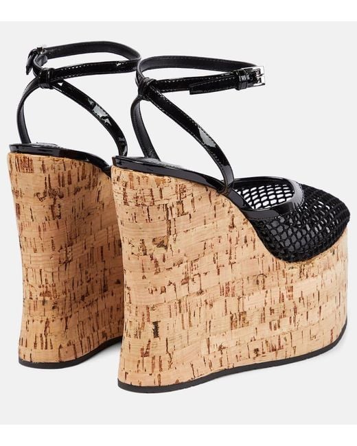 Alaïa Black Patent Leather And Mesh Wedge Sandals