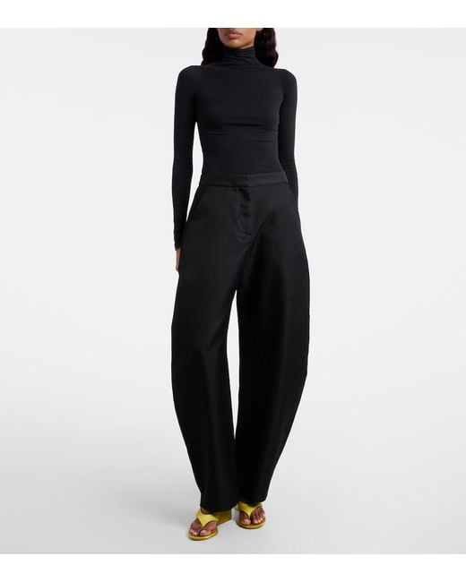 Alaïa Yellow Cube Satin Wedge Thong Sandals