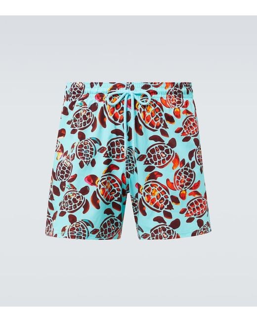 Vilebrequin Blue Moorise Printed Swim Trunks for men