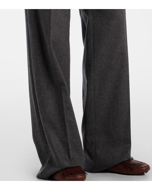 Tod's Gray High-Rise Wool And Cashmere Wide-Leg Pants
