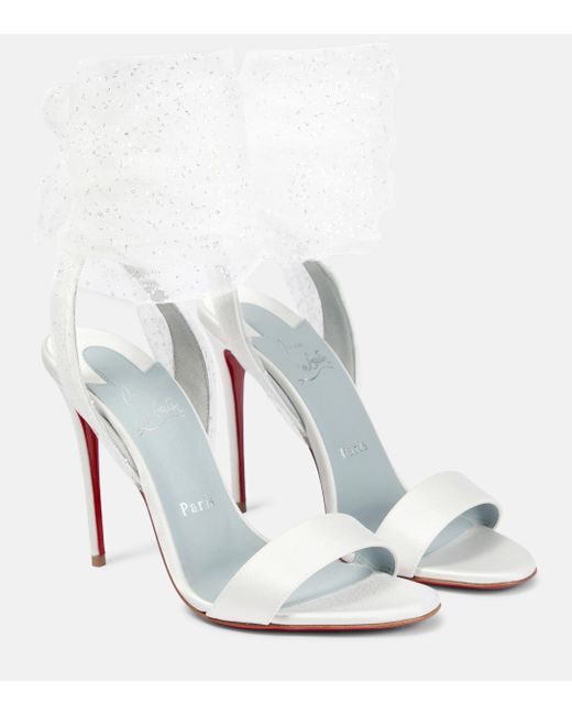Christian Louboutin White Sandale Du Desert 100 Embellished Satin Crepe Sandals