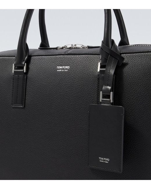 Tom Ford Black Elliot Leather Briefcase for men