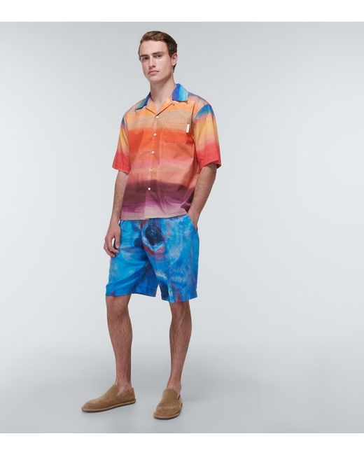 Marni Blue Printed Silk Shorts for men