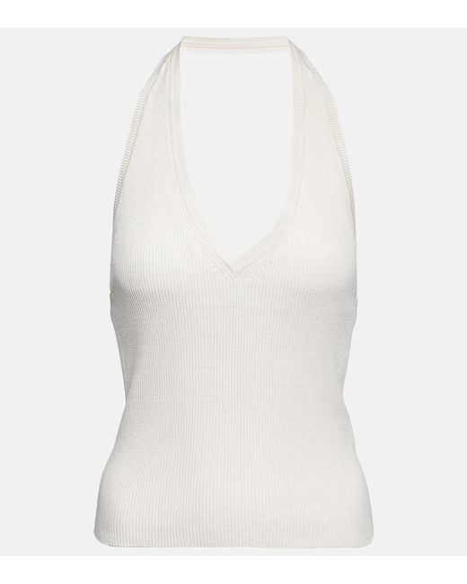 Top Ivey De Seda Con Cuello Halter Nili Lotan de color White