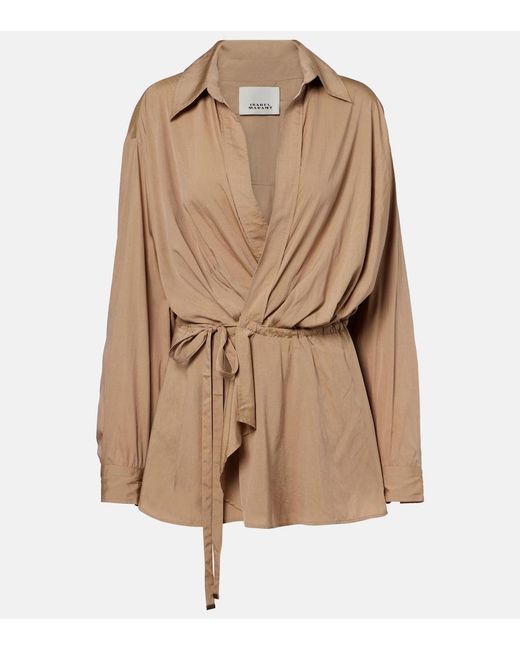 Isabel Marant Natural Keren Gathered Wrap Top