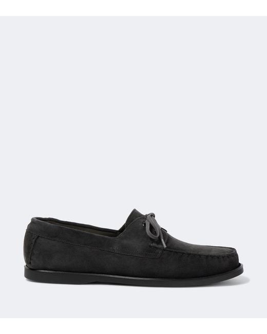 Saman Amel Black City Moc Suede Boat Shoes for men