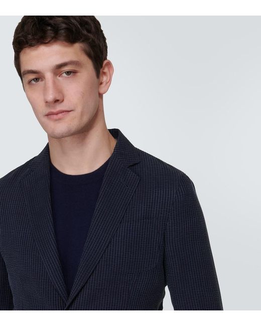 Giorgio Armani Blue Pinstripe Blazer for men