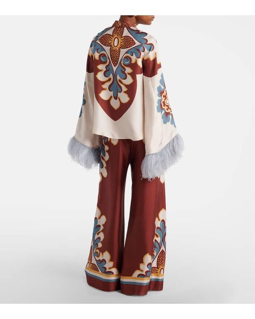 Top Make An Exit De Seda Con Plumas LaDoubleJ de color White