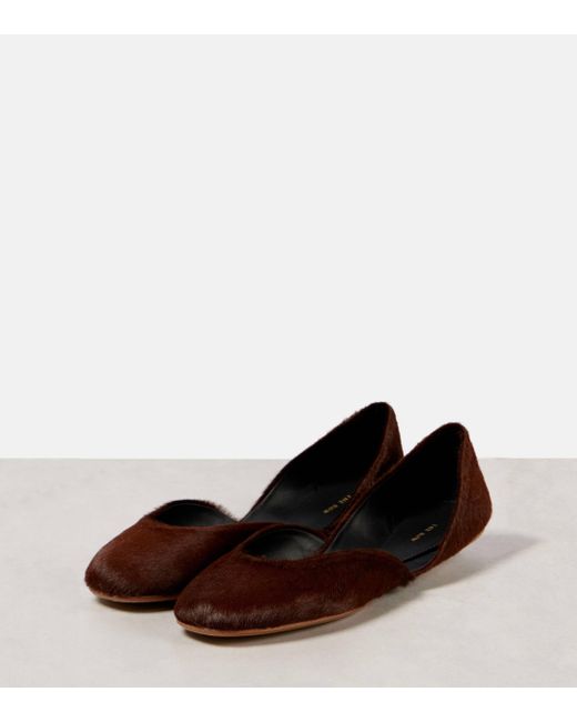 The Row Brown Gemma Calf Hair Ballet Flats