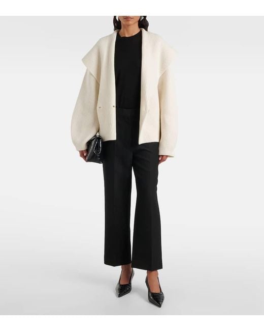 Totême  Natural Ribbed-Knit Wool-Blend Cardigan