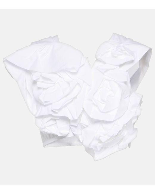 Simone Rocha White Floral-applique Cotton Top