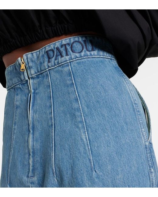 Gonna midi di jeans a vita alta di Patou in Blue