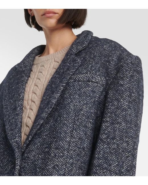 Christopher Esber Blue Herringbone Coat