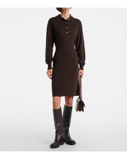 Jardin Des Orangers Brown Knitted Wool And Cashmere Polo Dress