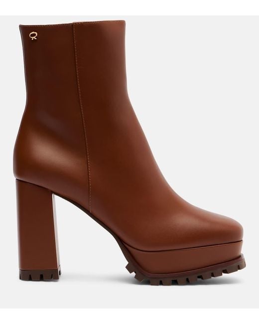 Gianvito Rossi Brown 70 Shearling-Lined Platform Ankle Boots