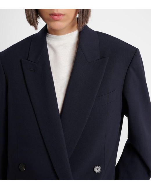 The Row Blue Paden Double-Breasted Virgin Wool Blazer