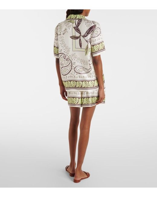 Tory Burch Natural Printed Silk Shorts