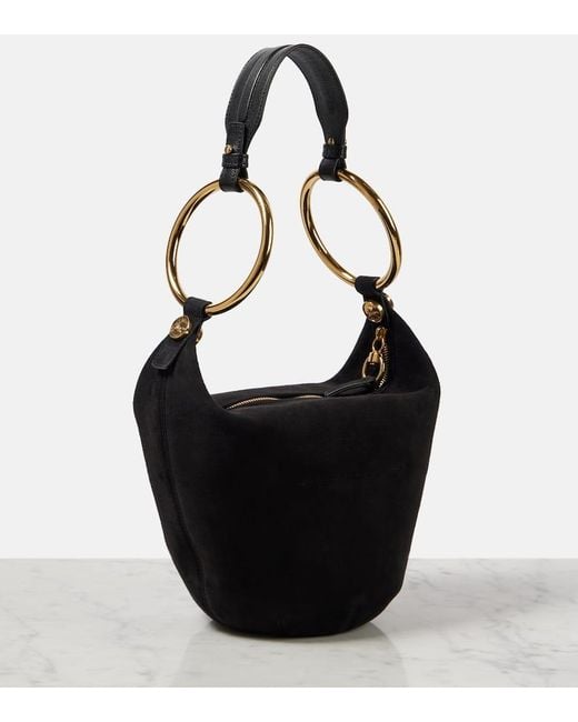 Chloé Black Bracelet Medium Suede Shoulder Bag