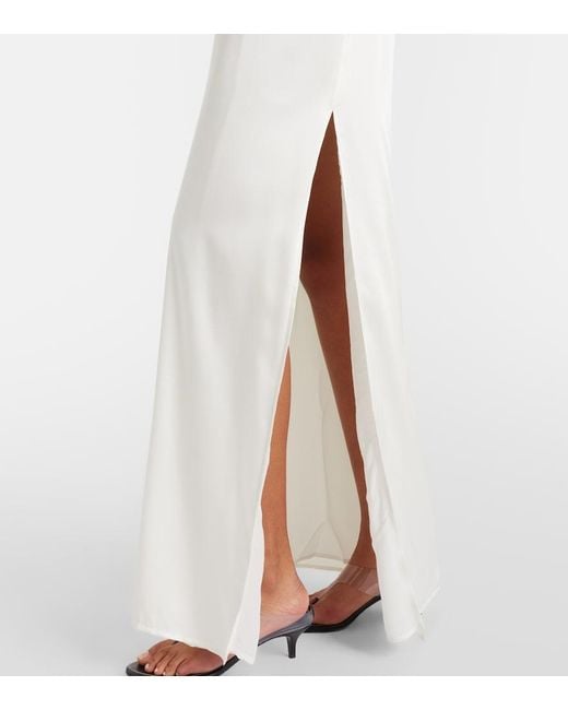 SAME White Floral-Applique Silk-Blend Maxi Dress