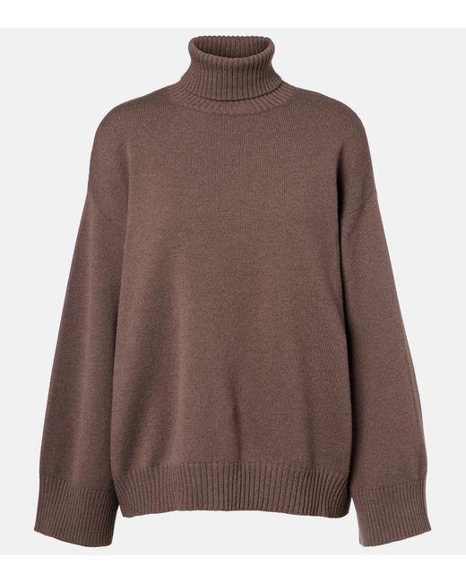 Brunello Cucinelli Brown Oversized Cashmere Turtleneck Sweater