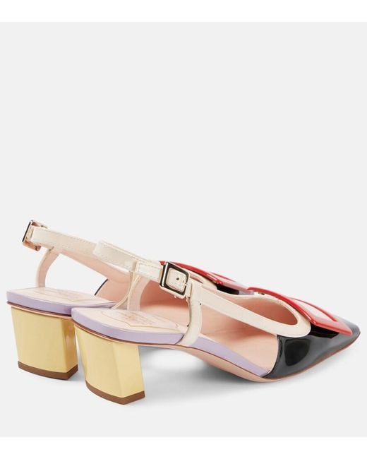 Roger Vivier Pink Belle Vivier 45 Leather Slingback Pumps