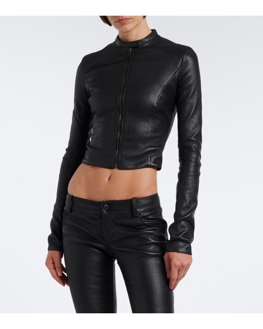 Gucci Black Cropped Leather Jacket
