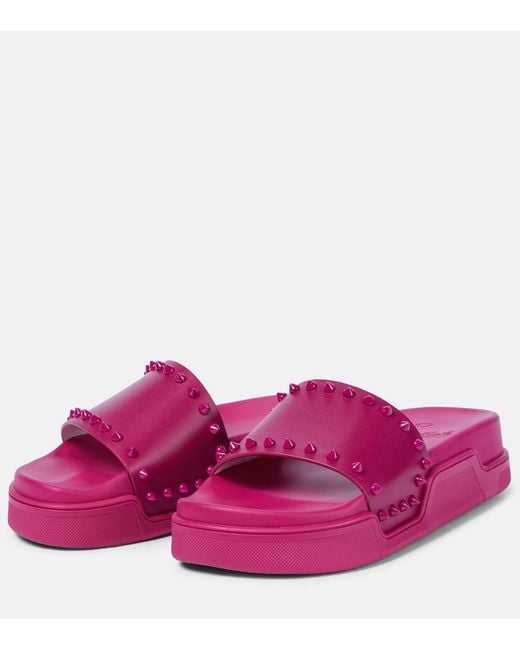 Christian Louboutin Purple Pool Stud Embellished Slides