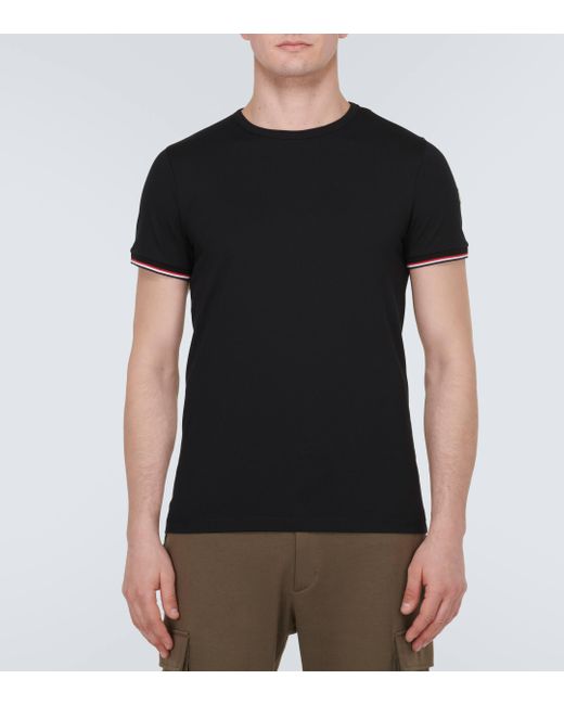 T-shirt en coton melange Moncler pour homme en coloris Black