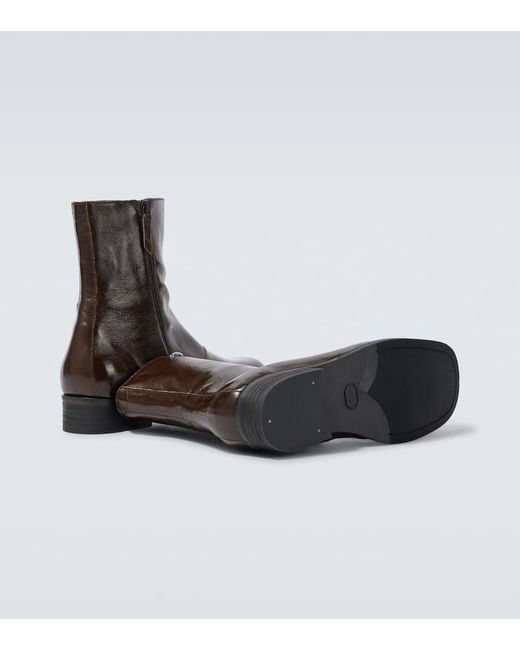 Our Legacy Brown Camion Leather Ankle Boots for men