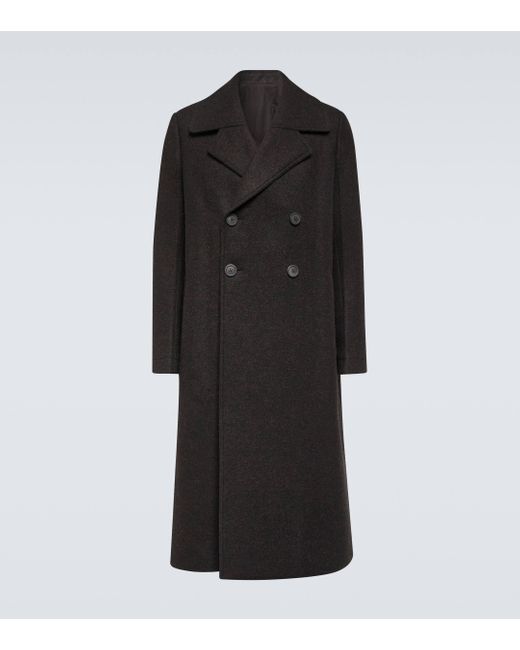 Rick Owens Black New Bell Double-breasted Wool Coat for men
