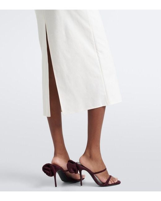 Magda Butrym White Floral-Applique Cotton Midi Dress