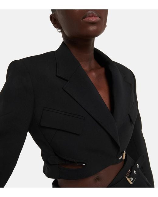 Dion Lee Black Interlock Belted Cropped Blazer