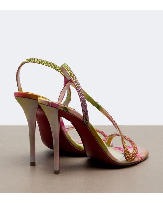 Christian Louboutin Pink Rosalie Embellished Satin Slingback Sandals