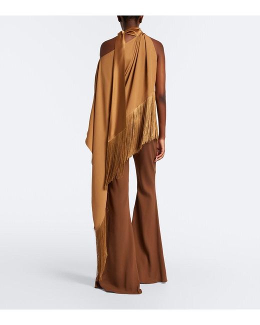 Taller Marmo Natural Atlas Fringed Scarf-Detail Crepe Cady Blouse