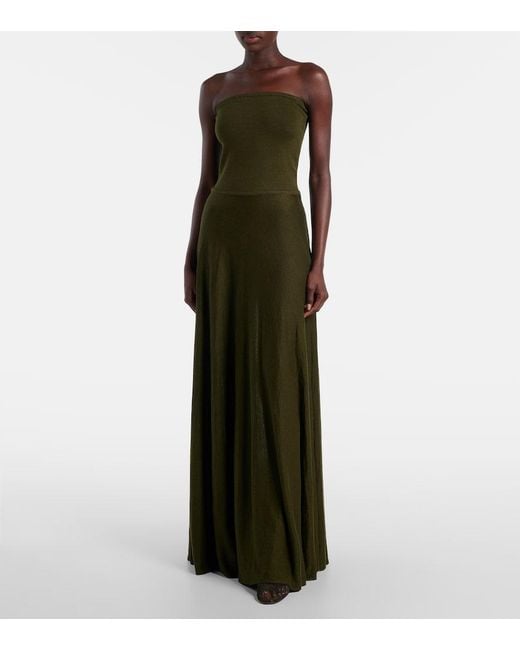 Alaïa Green Linen-Blend Bustier Dress