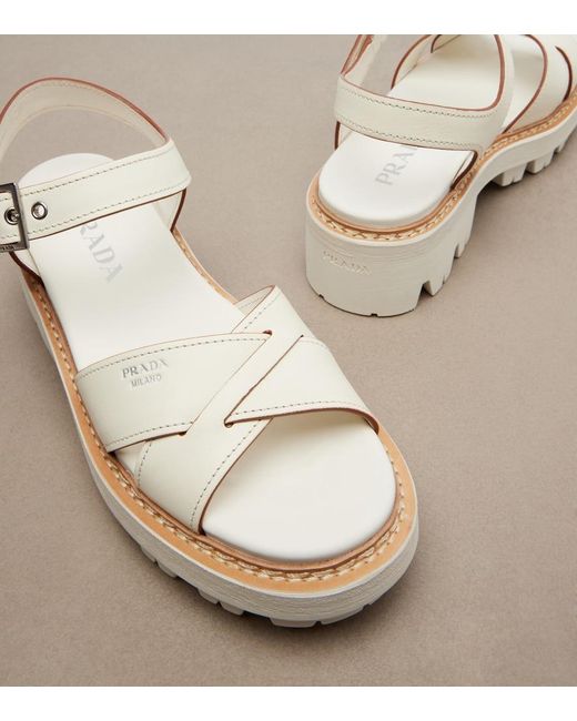 Prada Natural Leather Sandals