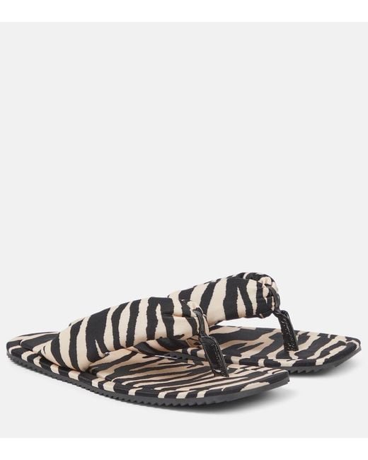 The Attico Black Zebra-Print Square Slides