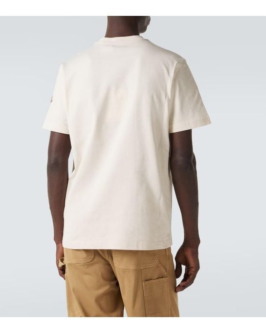 Moncler White Denim-Trimmed Cotton Jersey T-Shirt for men