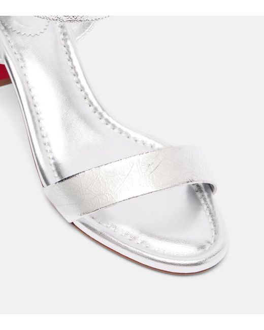 Christian Louboutin White Miss Jane 55 Metallic Leather Sandals