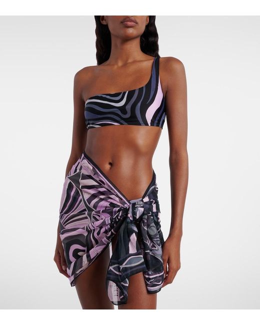 Emilio Pucci Black Iride Semi-Sheer Cotton Beach Cover-Up