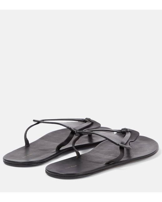 The Row Gray Helena Leather Thong Sandals